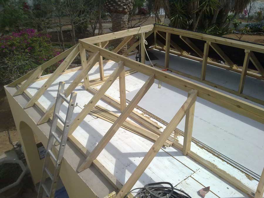 Proceso construccion base tejado